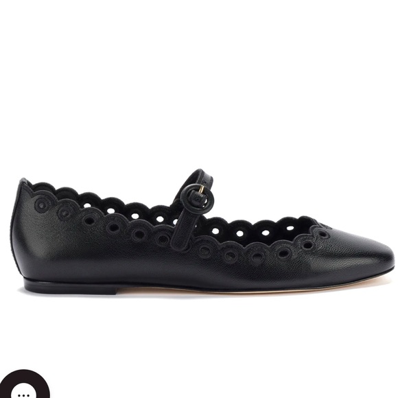 Larroude Blair Broderie Ballet Flat In Black Leather